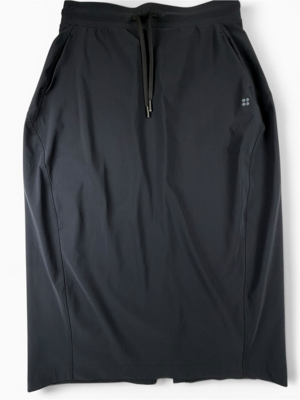 Sweaty Betty‎ Black Midi Athletic Skirt Drawstring Stretch Size medium
